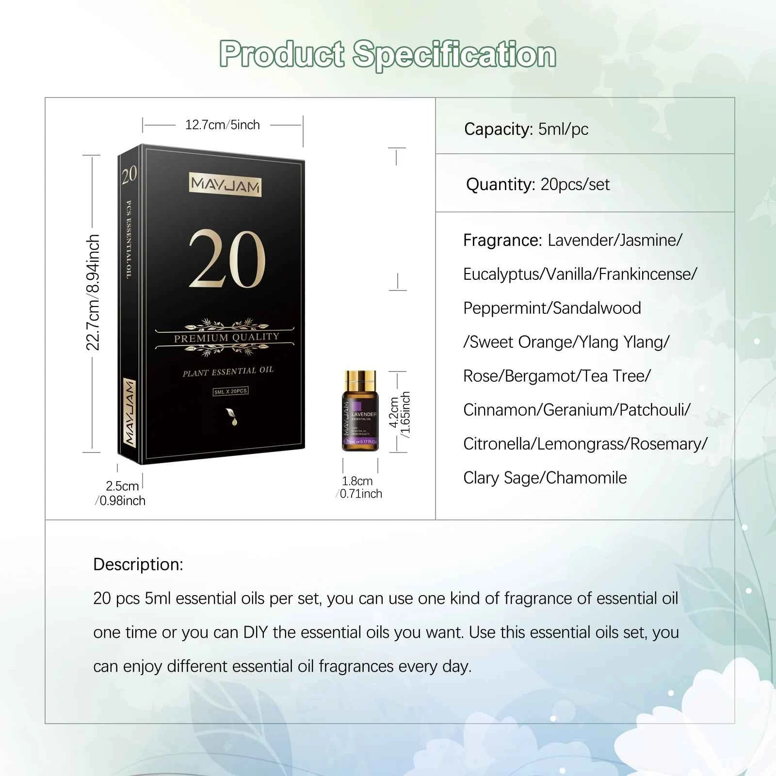 20 Bottle Master Essential Oil Collection – 100% Pure Aromatherapy Library for Diffusion, DIY Wellness & Botanical Crafting