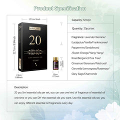 20 Bottle Master Essential Oil Collection – 100% Pure Aromatherapy Library for Diffusion, DIY Wellness & Botanical Crafting
