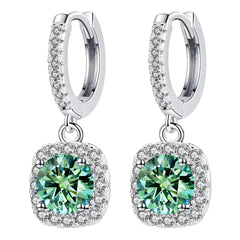 Teal Moissanite Drop Earrings