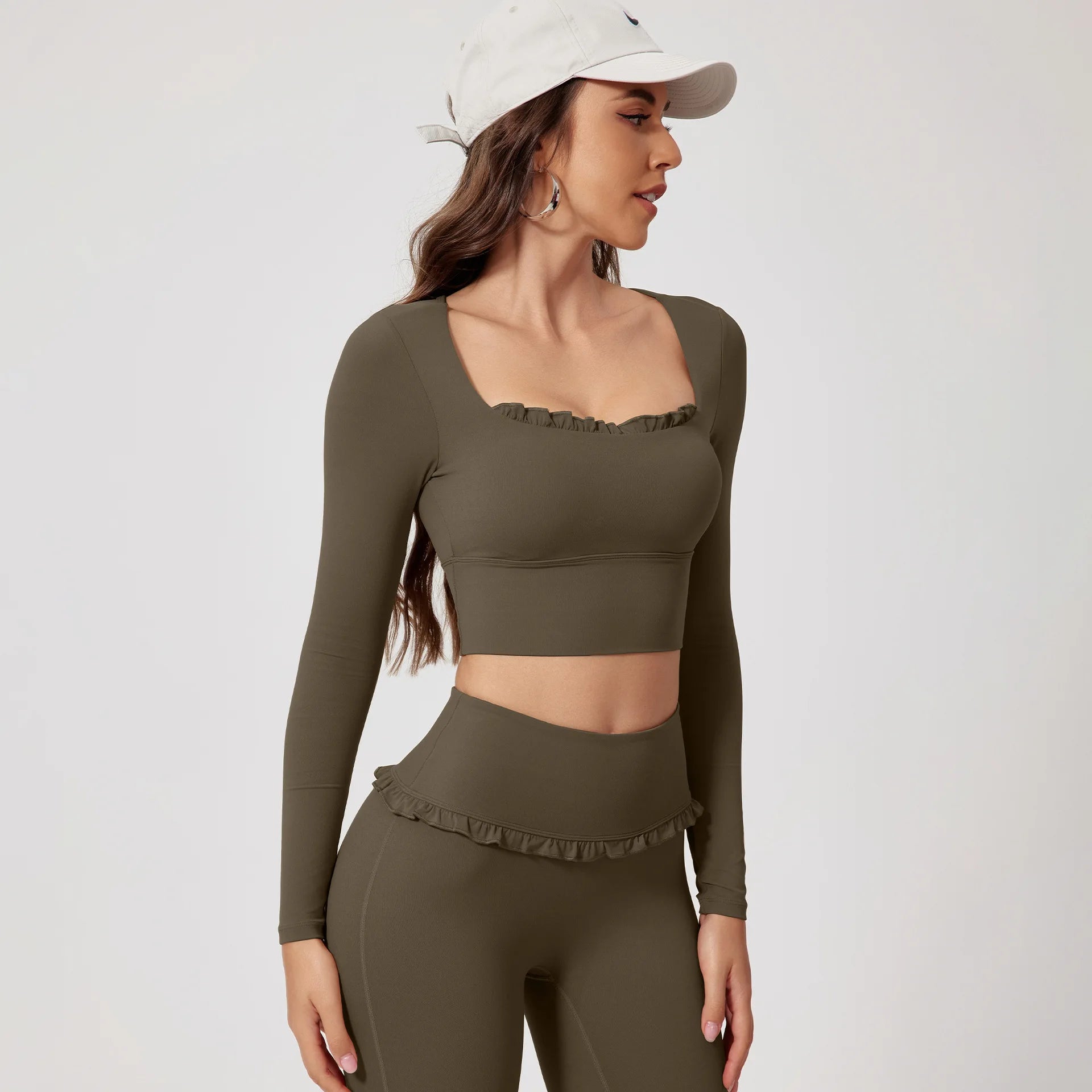 Women's 2-Piece Long Sleeve Gym Set | Quick-Dry Yoga Outdoor Sports Shirt & Leggings Sportswear