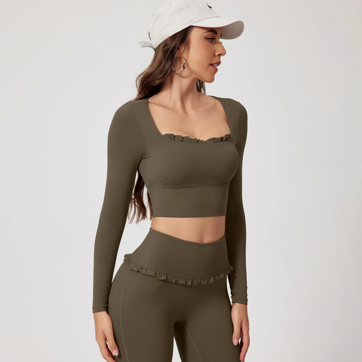Women's 2-Piece Long Sleeve Gym Set | Quick-Dry Yoga Outdoor Sports Shirt & Leggings Sportswear