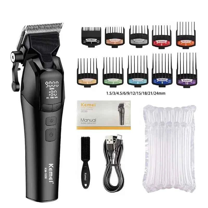 Professional 10W Barber Edition Digital Hair Clipper – 4600mAh High Capacity Cordless System with Variable RPM