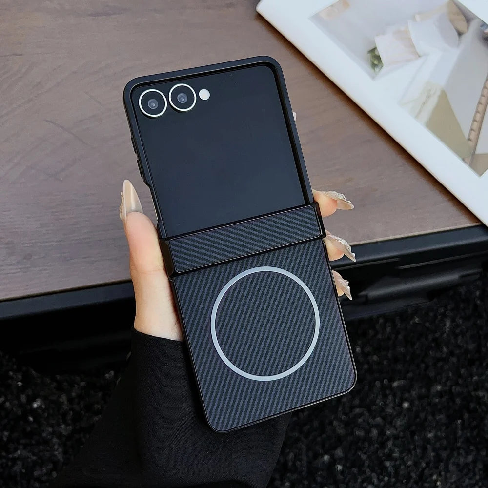 Magsafe Carbon Fiber Pattern Case Samsung Galaxy Z Flip Series by Snagg A Phone Case