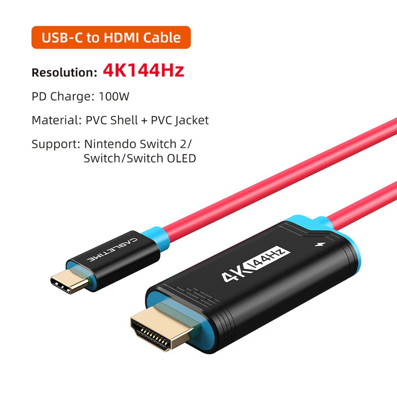 Portable USB-C Dock Station – 4K@144Hz HDMI, PD 100W, for Nintendo Switch 1/2 OLED, PS4/5