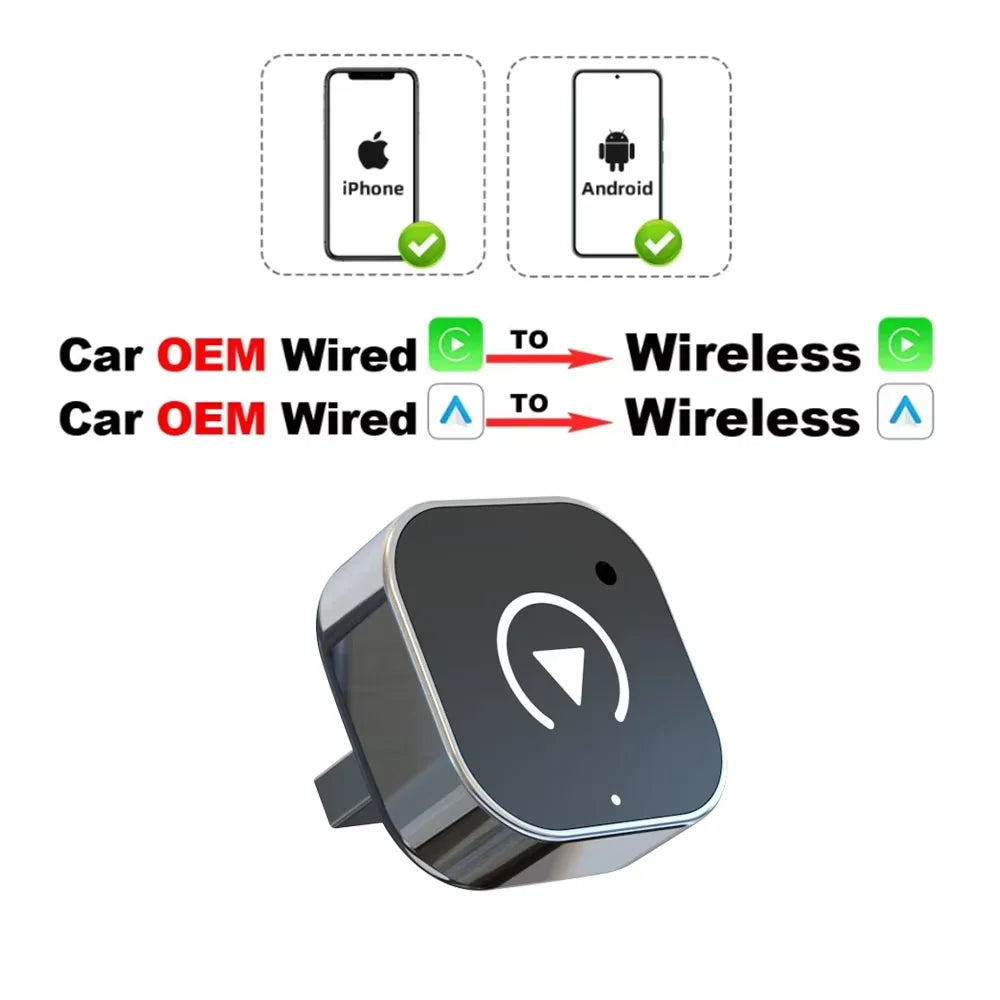 2 in 1 Wired to Wireless CarPlay & Android Auto Adapter – Smart Car Accessory - black