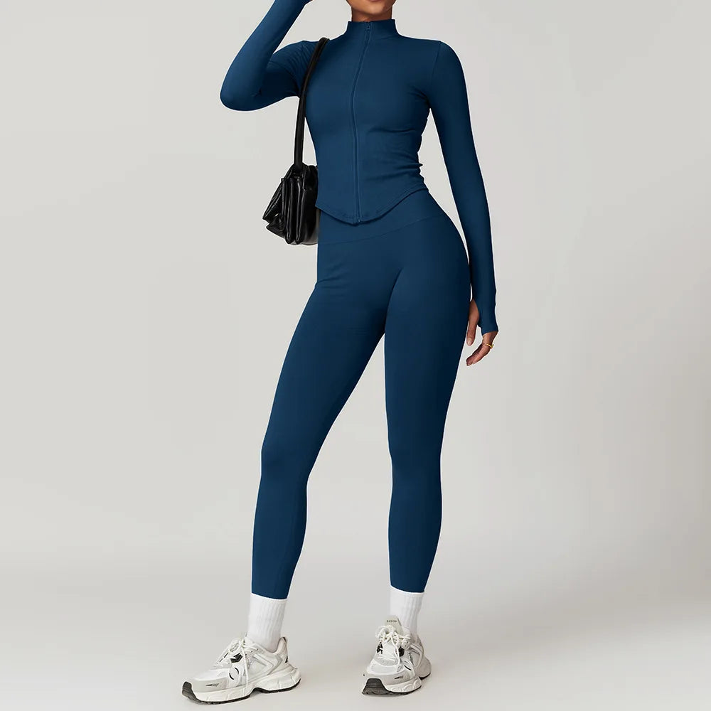 Women's 2/3/4-Piece Seamless Yoga Set | Long Sleeve Tracksuit Sports Bra Gym Leggings Activewear