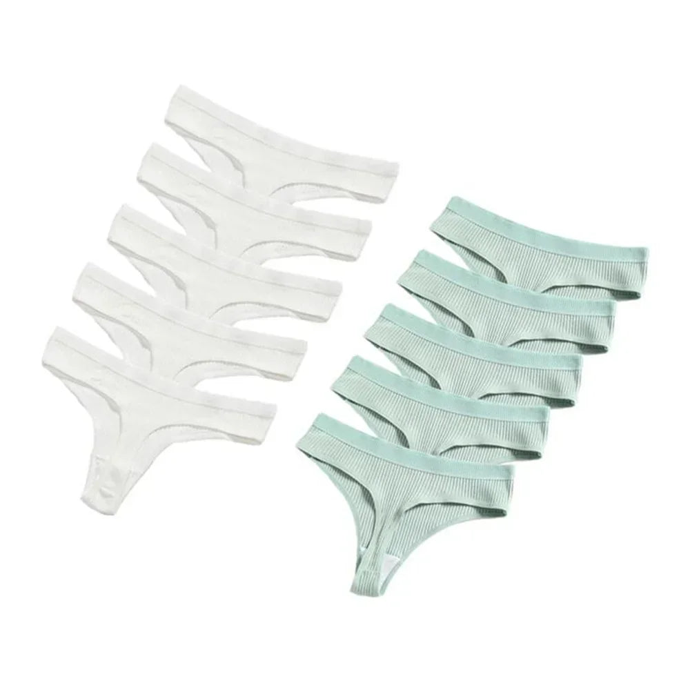 Seamless Cotton G-String 10-Pack | Breathable Thong Solid Colour Plus Size Women's Underwear