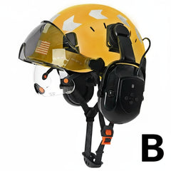 Safety Helmet With Bluetooth Earmuffs Double Visors Reflective Stickers by Snagg A Safety Helmet