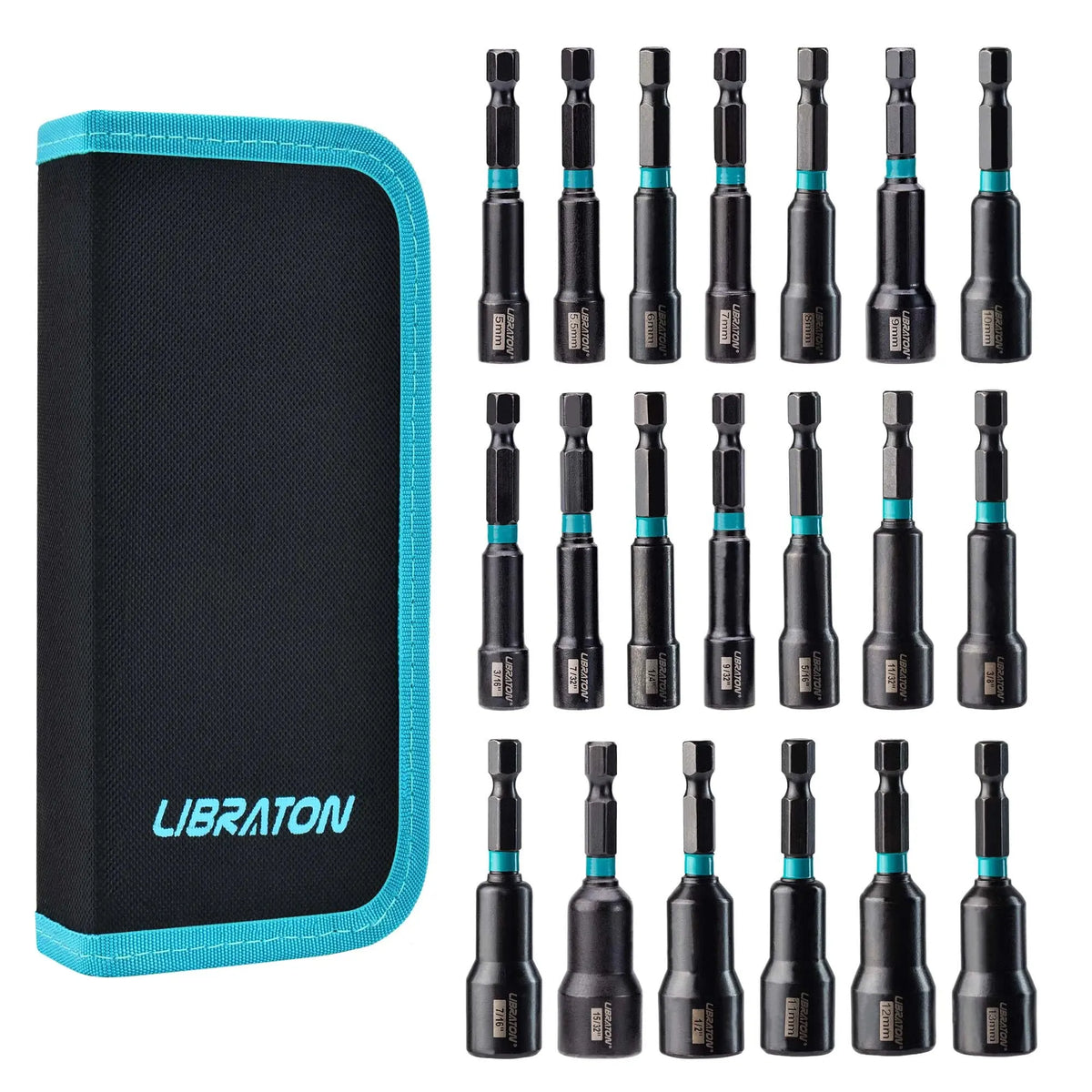 20PCS Magnetic Nut Driver Set 1/4" Hex Impact Drill Bits Metric & SAE Nut Drivers