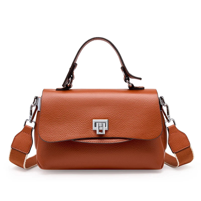 Genuine Leather Envelope Top-Handle Bag – Simple Luxury Women's Shoulder & Small Crossbody Handbag