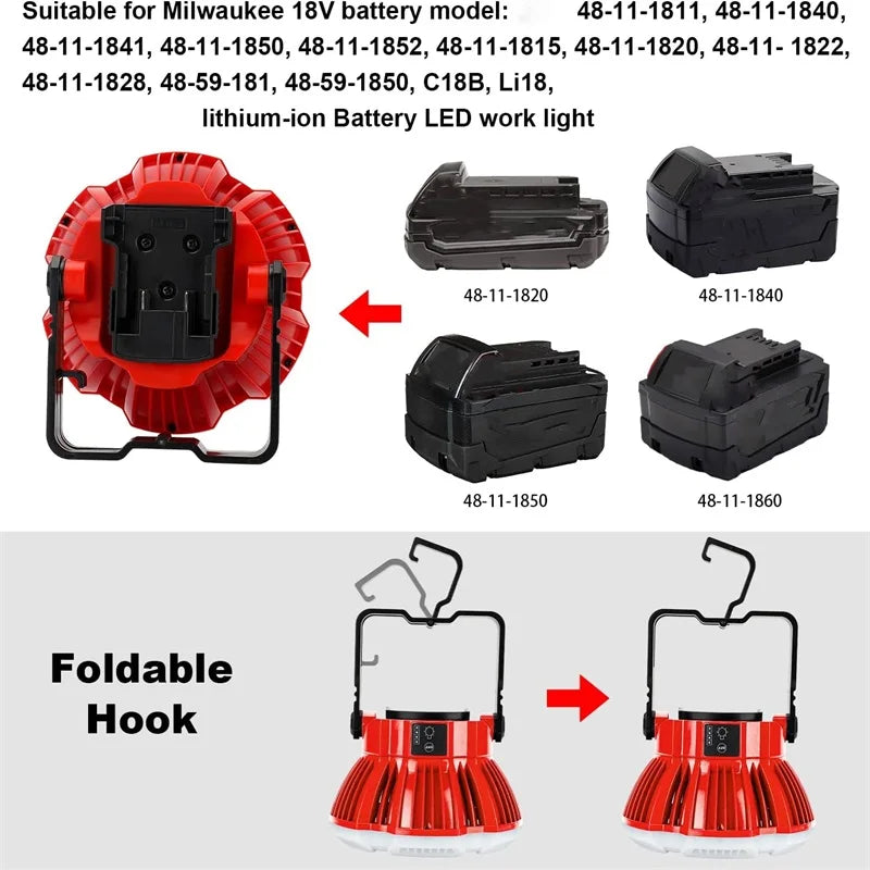 24W LED work light with hook for 18V tool batteries – image 9