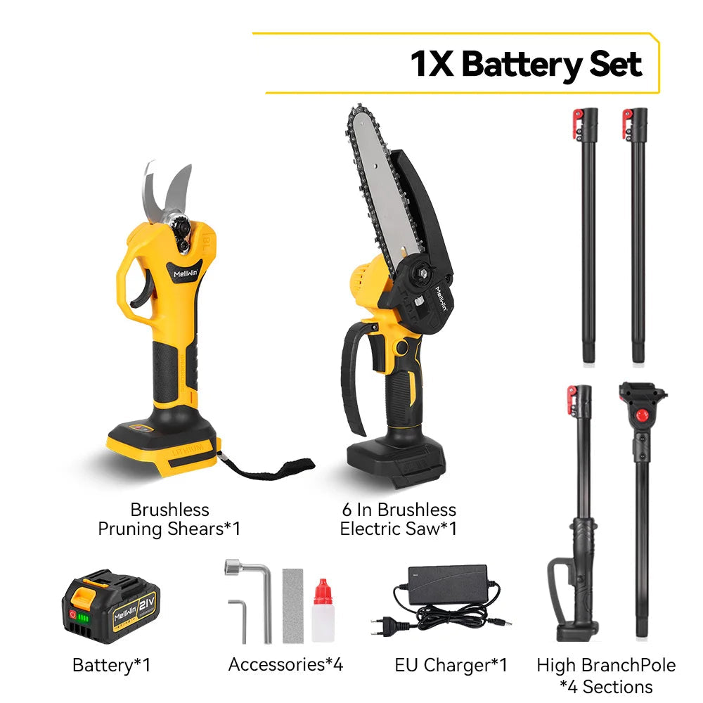 MELLWIN 2-in-1 Telescoping Electric Chainsaw & Pruner