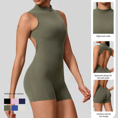 Women's Sleeveless Push-Up Butt-Lifting Yoga Bodysuit | High Stretch Gym Running Fitness Jumpsuit