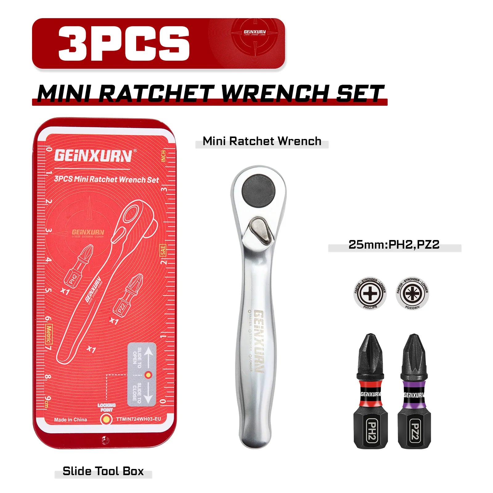 Mini Ratchet Screwdriver Set | S2 Steel Impact Magnetic Bit Holder 1/4" Wrench Push-Pull Case for Repair