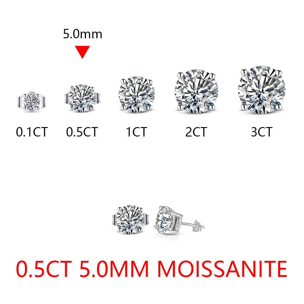 1 Carat Moissanite Stud Earrings