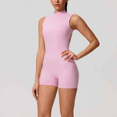 Women's Sleeveless Push-Up Butt-Lifting Yoga Bodysuit | High Stretch Gym Running Fitness Jumpsuit
