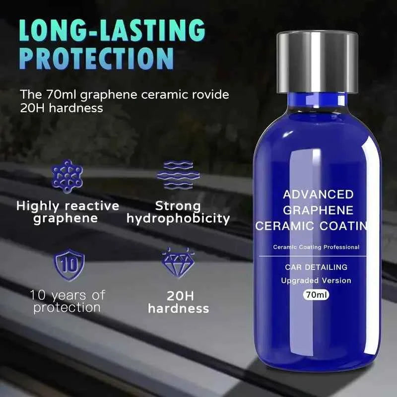 Advanced Graphene 12H Ceramic Coating 70ml – 10+ Year Car Protection, Gloss & Hydrophobicity