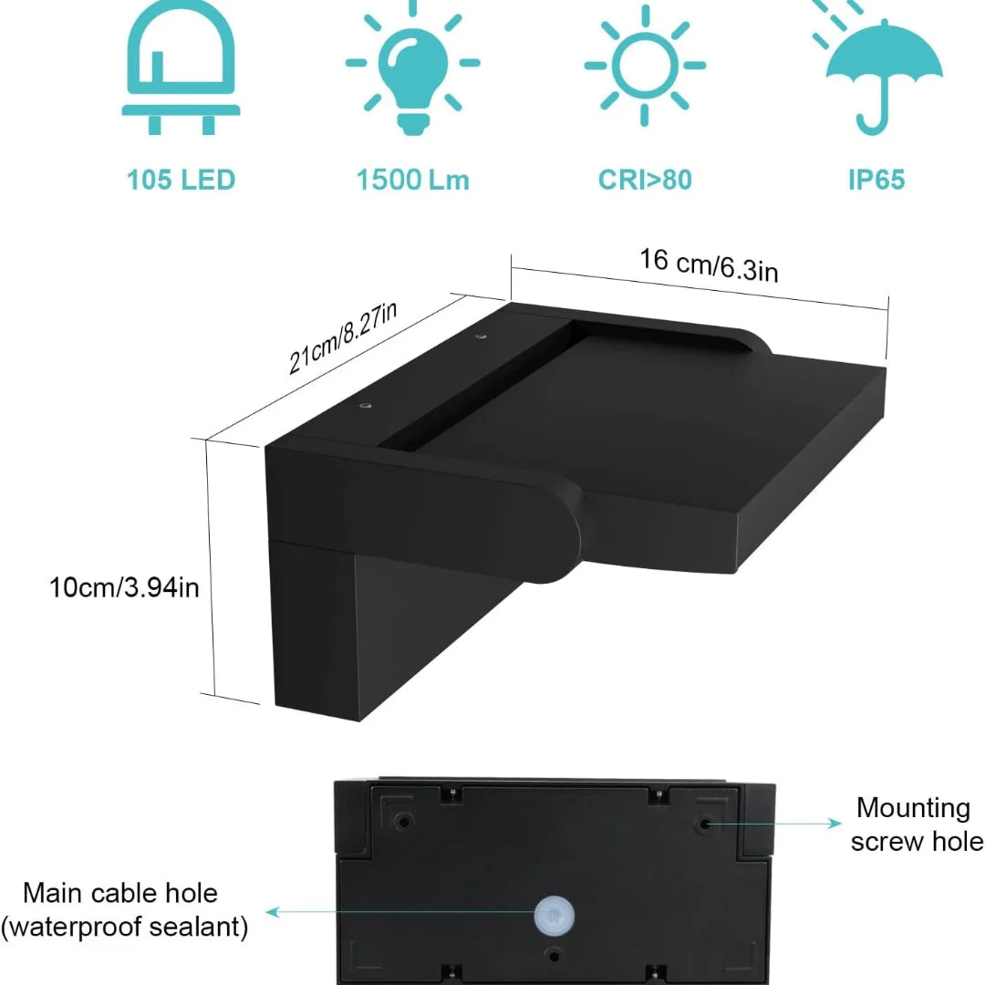 24W LED 1500LM IP65 Waterproof Motion Sensor Outdoor Wall Light by Snagg An Outdoor Light