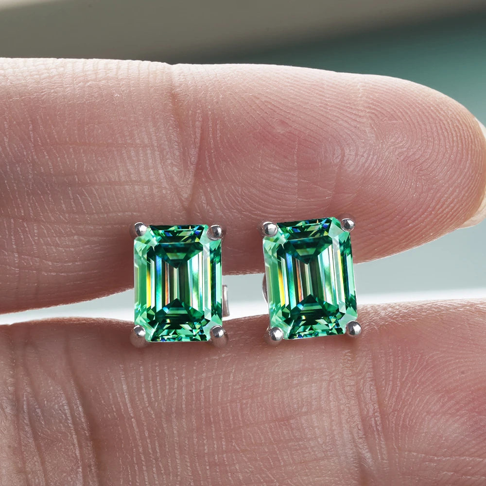 Emerald Moissanite Earrings by Snagg An Earring