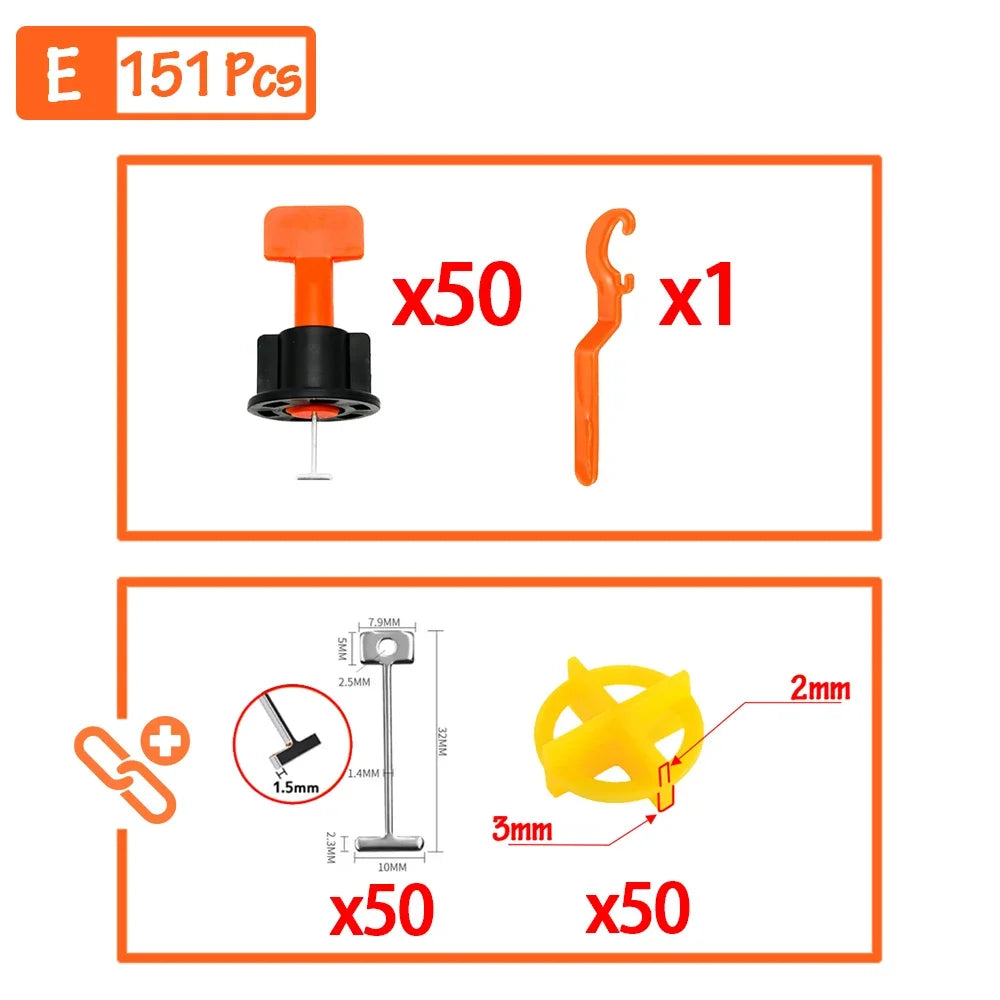 Tile Leveling System Kit 51–402pcs | Floor & Wall Tile Clips Spacers Leveler for Porcelain Ceramic