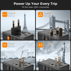 65W GaN Universal Travel Adapter with USB Type C by Snagg A Travel Adapter