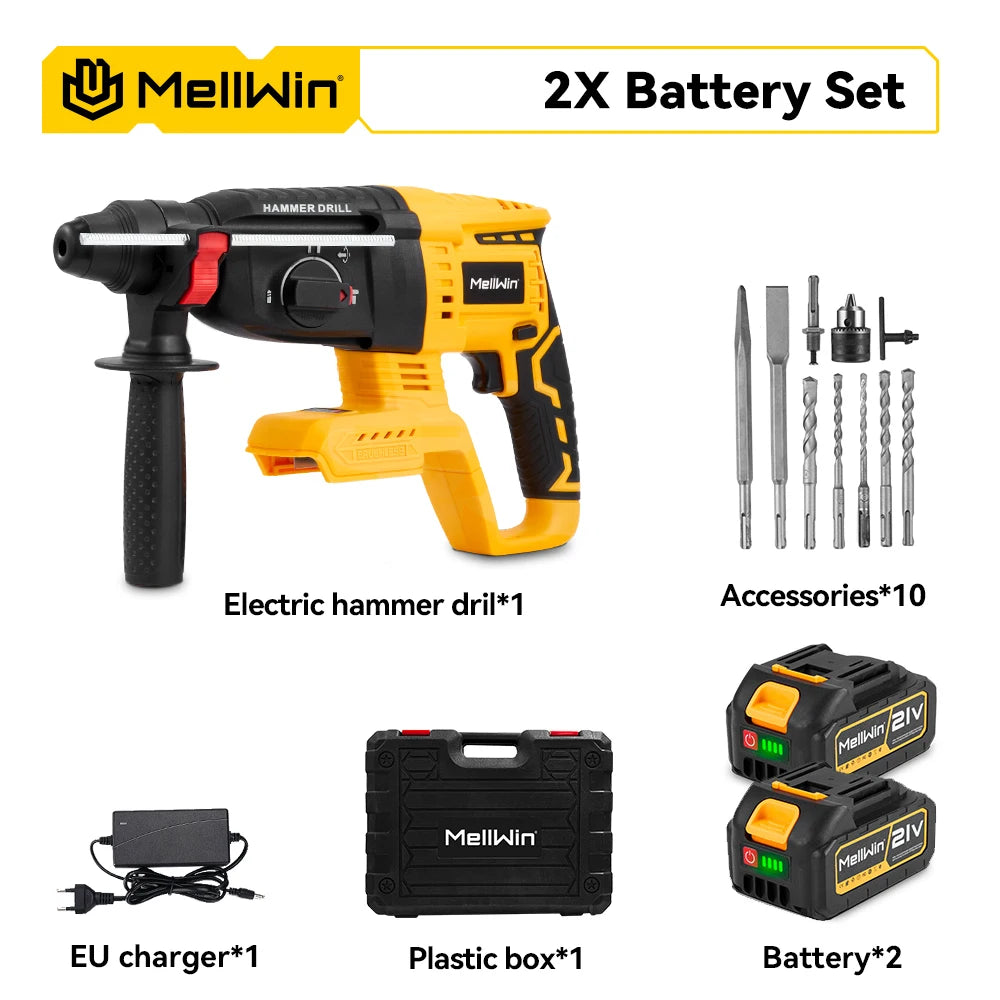 MELLWIN 26mm 1680W Brushless Rotary Hammer Drill