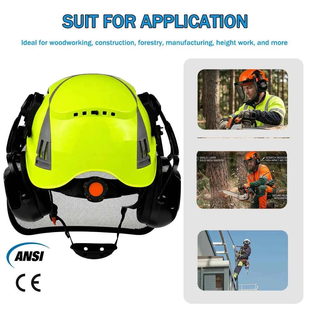 Forestry safety helmet kit with mesh face shield and earmuffs – image 3