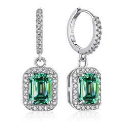 Emerald Cut Moissanite Drop Earrings