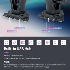 RGB Desktop Headphone Stand Detachable Mouse Cable Hook & Wire Organizer by Snagg A Headset Holder