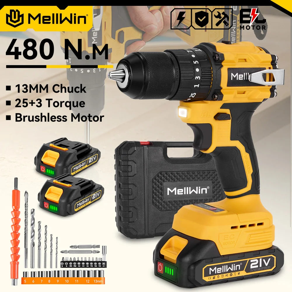 MELLWIN 480N·m Brushless Cordless Impact Drill