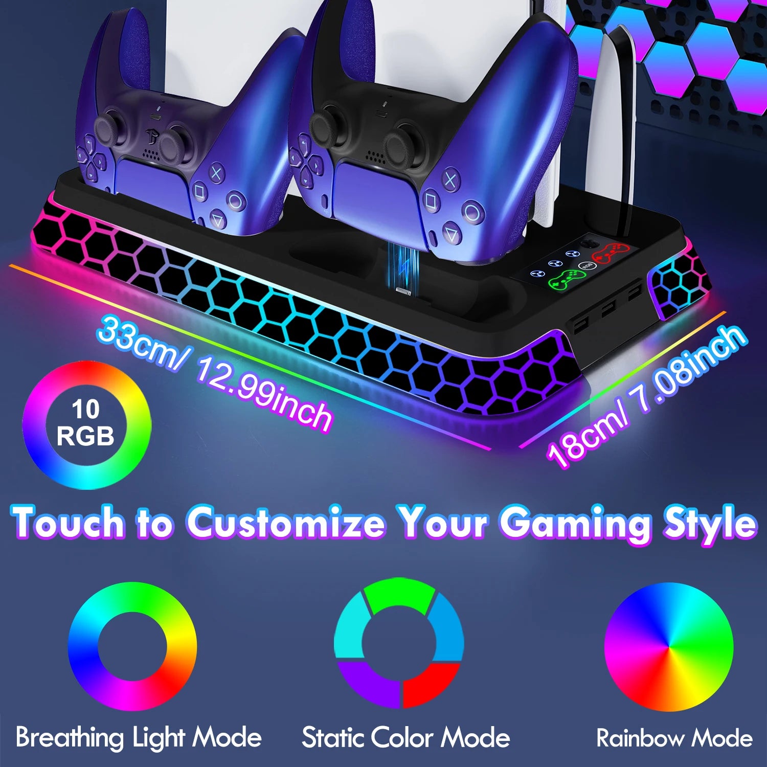 RGB Cooling Station for PS5 Includes Controller Charging Dock and Console Organizer Stand by Snagg A PS Stand