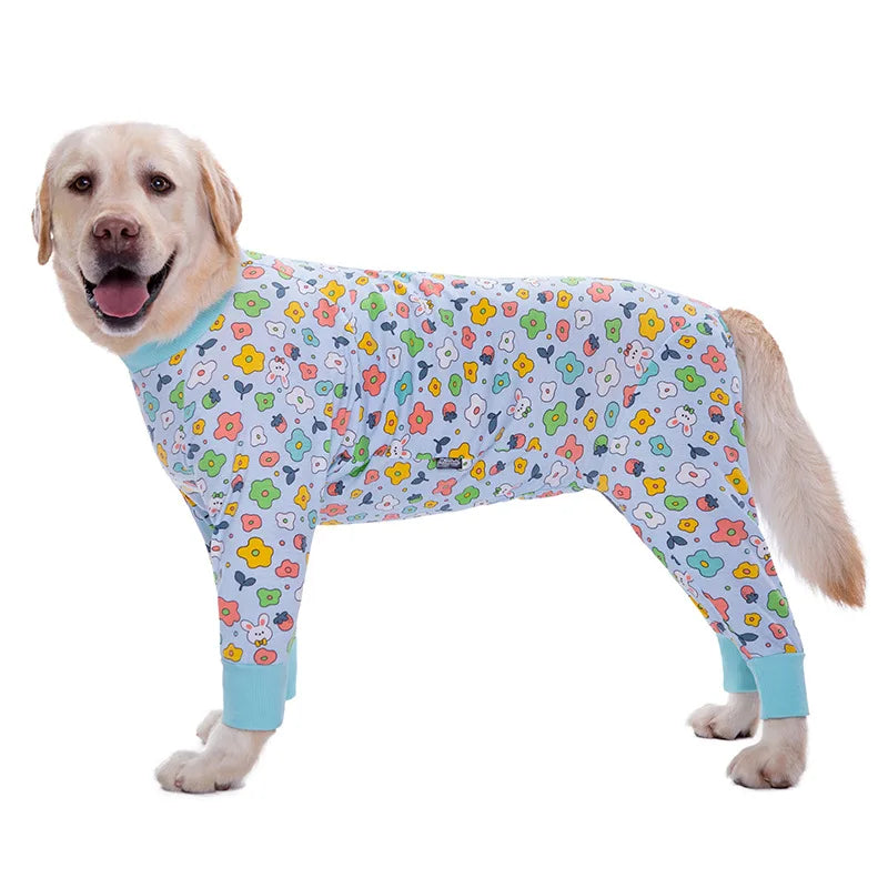 Dog Pyjama Jumpsuit for Medium & Large Dogs – Cosy Full-Cover Belly Recovery Suit (Cuttable Panel)