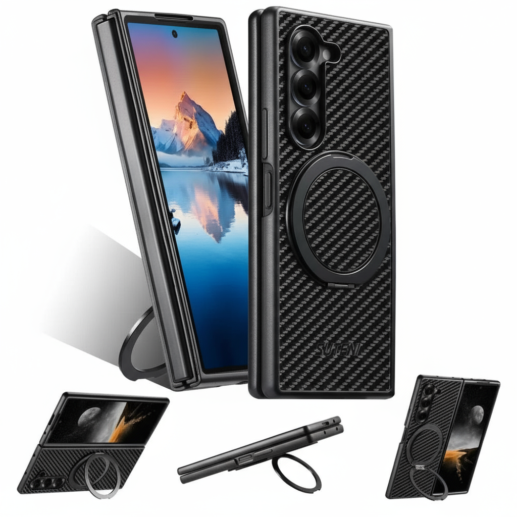 Magnetic Folding Carbon Fiber Pattern Samsung Galaxy Z Fold 7 6 5 Cases by Snagg A Phone Case