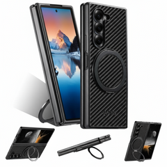 Magnetic Folding Carbon Fiber Pattern Samsung Galaxy Z Fold 7 6 5 Cases by Snagg A Phone Case