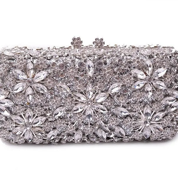 Stone Chain Crystal Evening Clutch