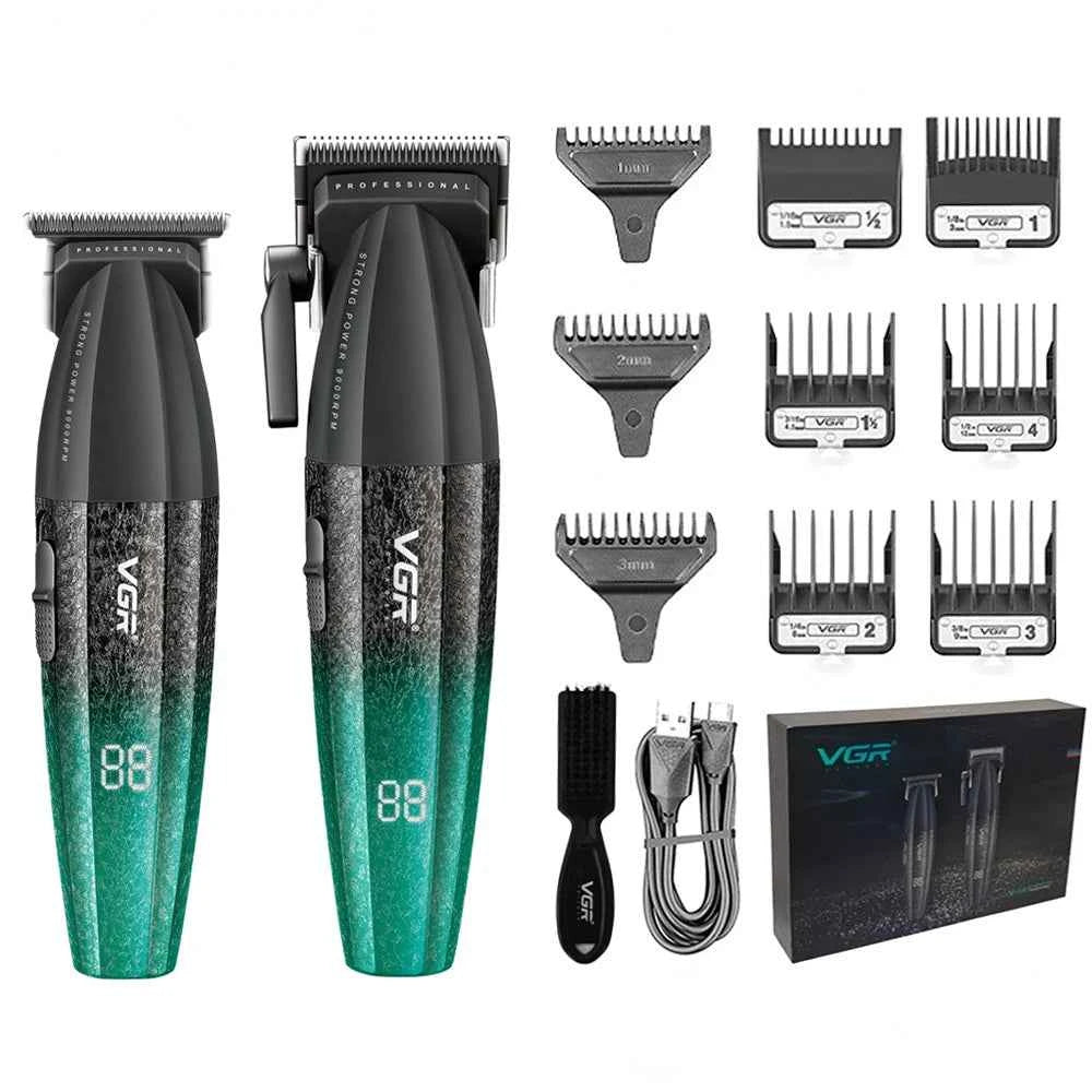 Professional Barber Combo V-640 – 9000 RPM Master Clipper & DLC Precision Trimmer Set with Advanced Turbo Technology