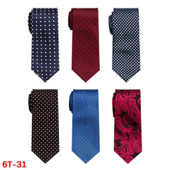 6 Pieces Classic Men’s Tie Set - Woven Jacquard Neckties for Business & Formal Events