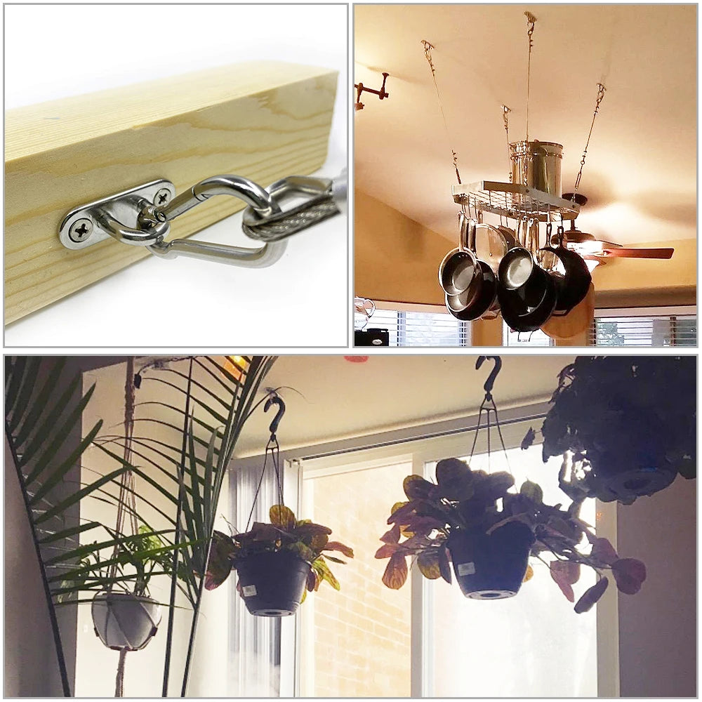 Stainless Steel Elliptical Wall Hooks | Heavy-Duty U-Shaped Eye Plates 2/5/10pcs M5–M12
