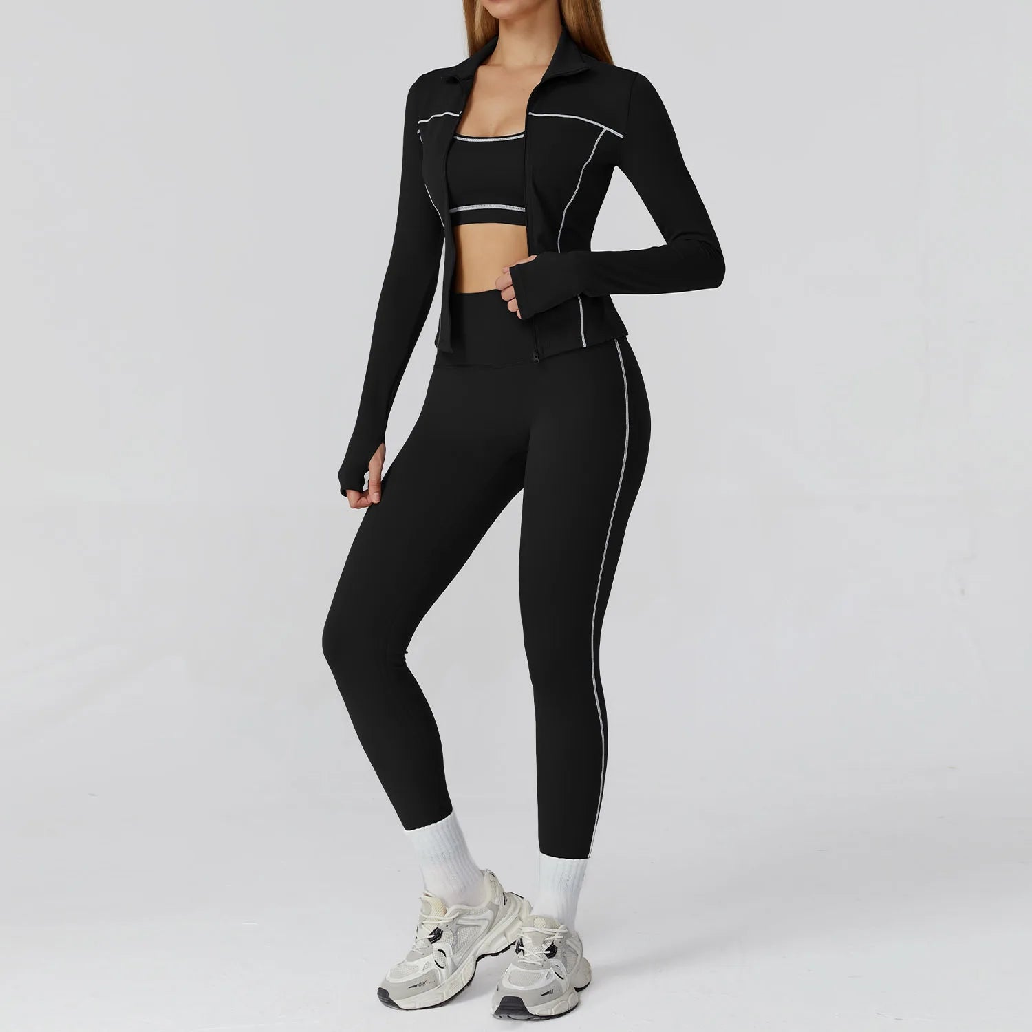 Women's 2/3-Piece Yoga Clothes Set | High Waist Leggings Running Bra Workout Tracksuit Gym Outfits