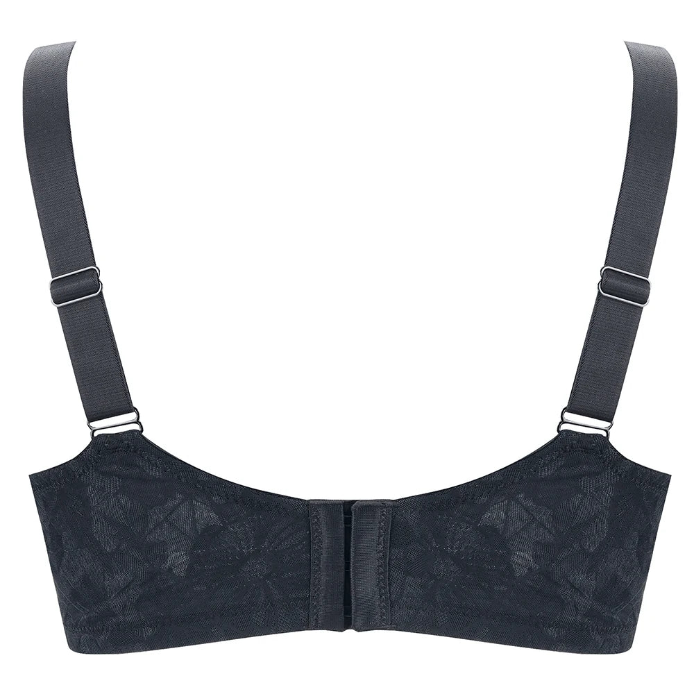 Plus Size Floral Lace Minimizer Bra | Wide Strap Underwire Full Coverage Non-Padded High Support