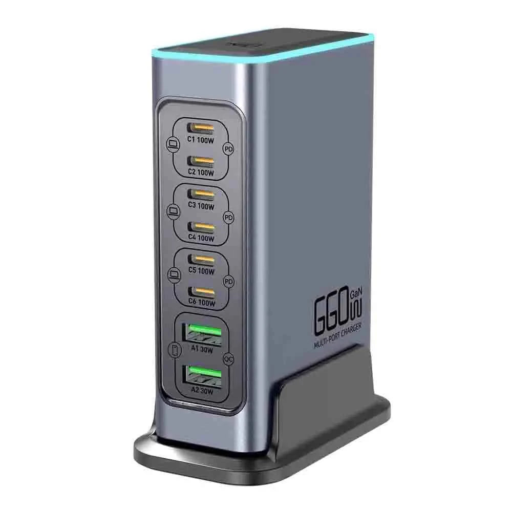 660W GaN 8-Port USB-C Desktop Fast Charging Station | USB-C PD QC3.0 for iPhone Samsung MacBook