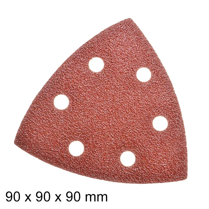 100pcs Triangular Sanding Discs 90mm | Hook & Loop Delta Sander Sandpaper Grit 40–400