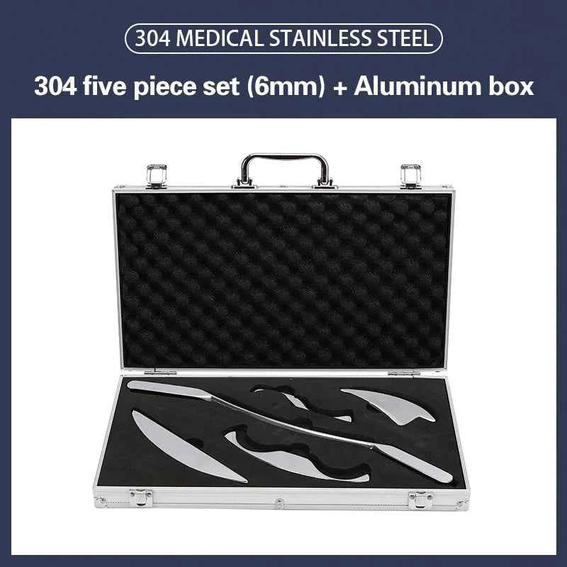 304 Stainless Steel IASTM Gua Sha Set – 5-Piece Fascia Scraper & Muscle Recovery Kit
