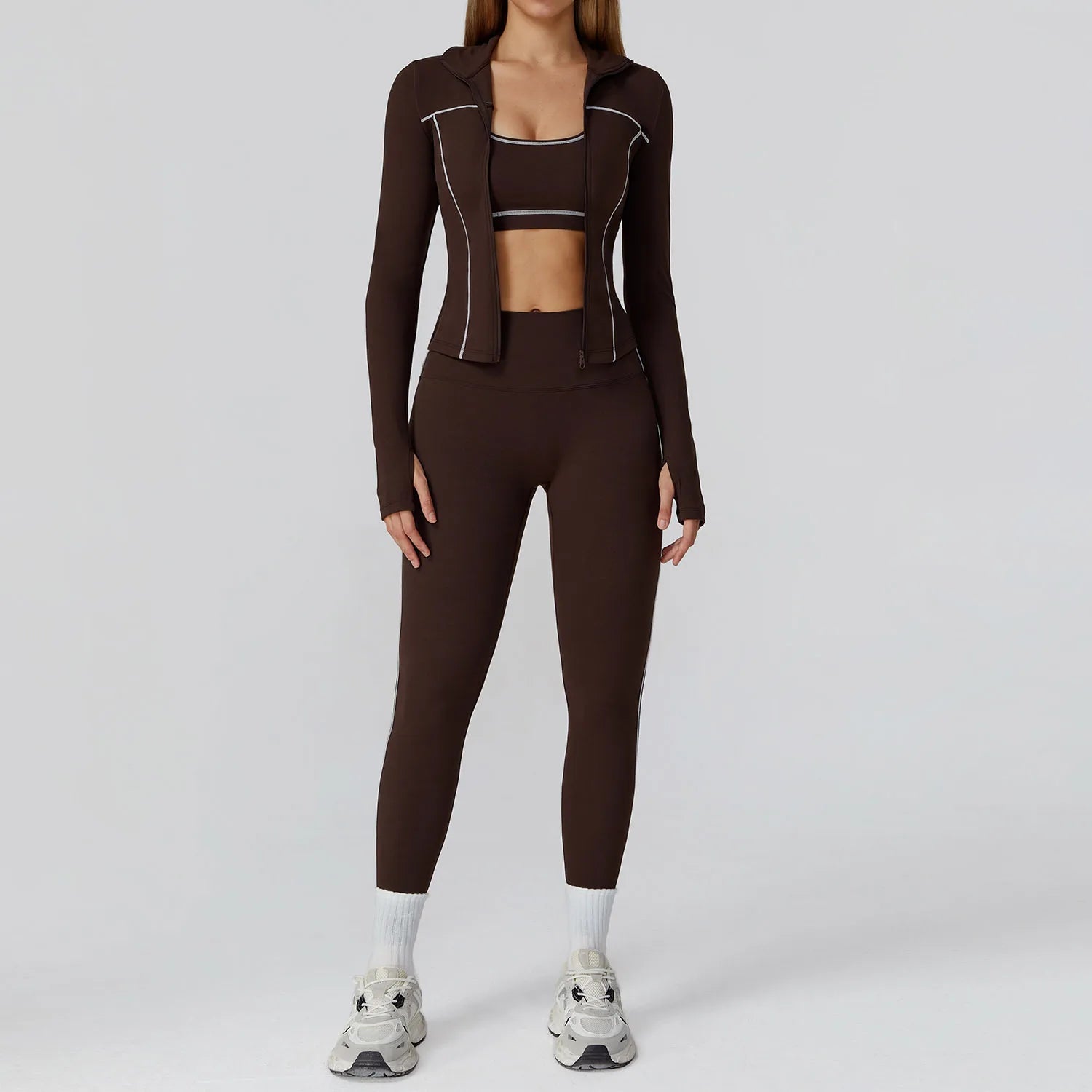 Women's 2/3-Piece Yoga Clothes Set | High Waist Leggings Running Bra Workout Tracksuit Gym Outfits
