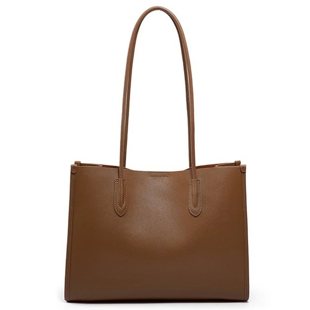 Genuine Leather Large Capacity Tote Bag – Women's Shoulder Purse & Shopper for Work & Daily Carry