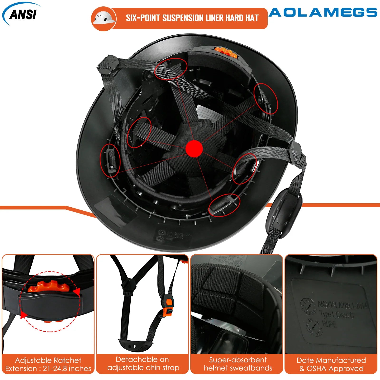 Full brim construction safety helmet with earmuffs and head lamp – image 6