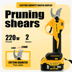 20V Brushless Cordless Electric Pruning Shears – 25mm Power Cutter for Garden & Tree Trimming - Dewalt 20 V Batteries