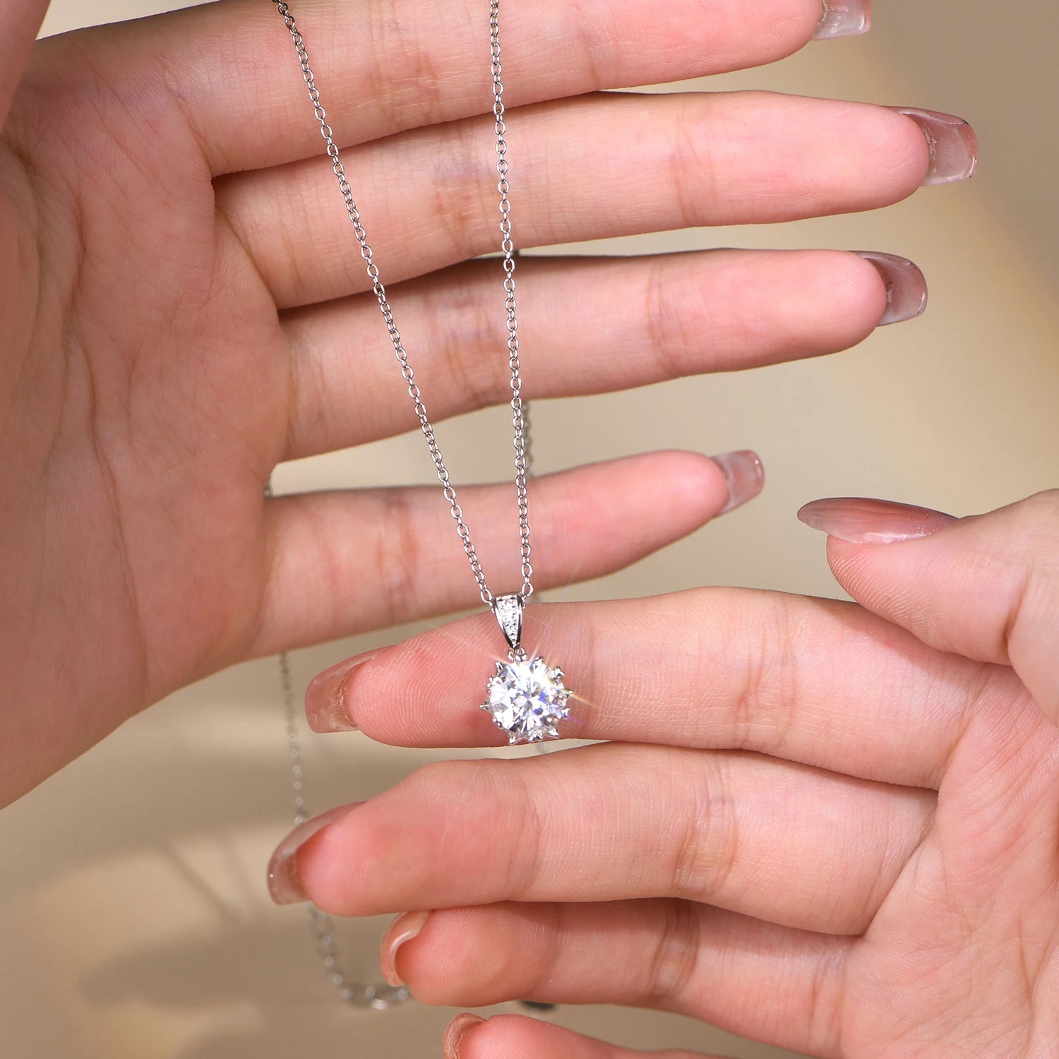 1 Carat Round Brilliant Moissanite Pendant Necklace