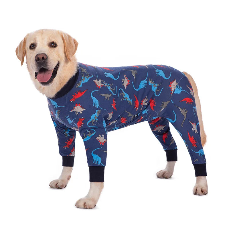 Dog Pyjama Jumpsuit for Medium & Large Dogs – Cosy Full-Cover Belly Recovery Suit (Cuttable Panel)