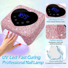 72W Professional Cordless UV/LED Nail Station – High Capacity Rechargeable Dryer with Smart HD Display